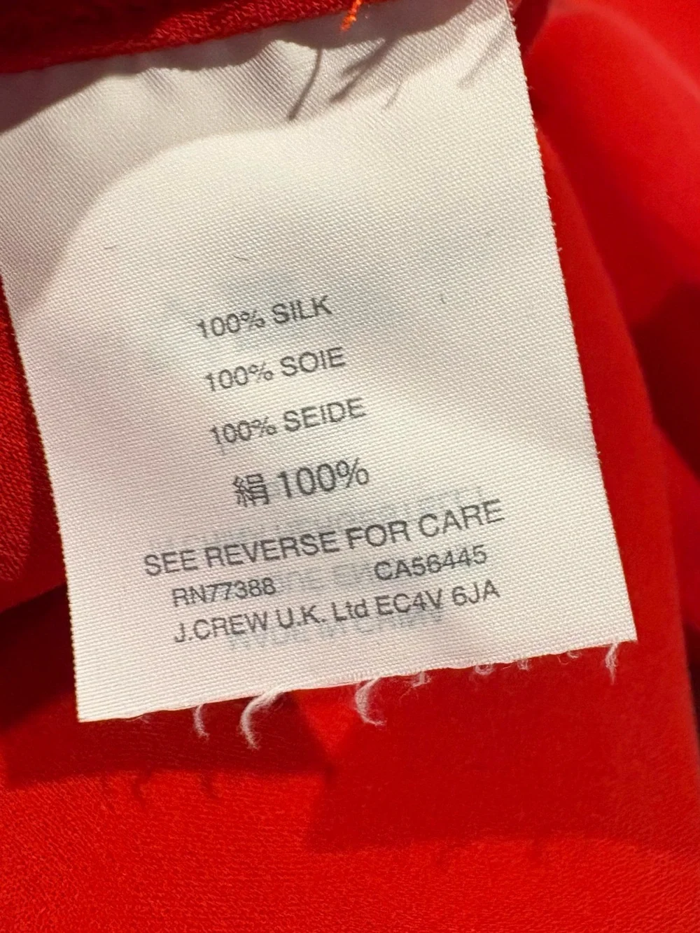 J. Crew Blythe Top, Blouse.  Silk Georgette. Size 6. Red